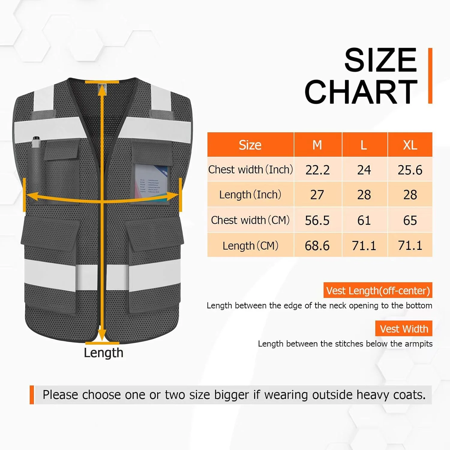جلیقه ایمنی بازتابنده توری دید بالا TCCFCCT برای مردان و زنان با 2 جیب