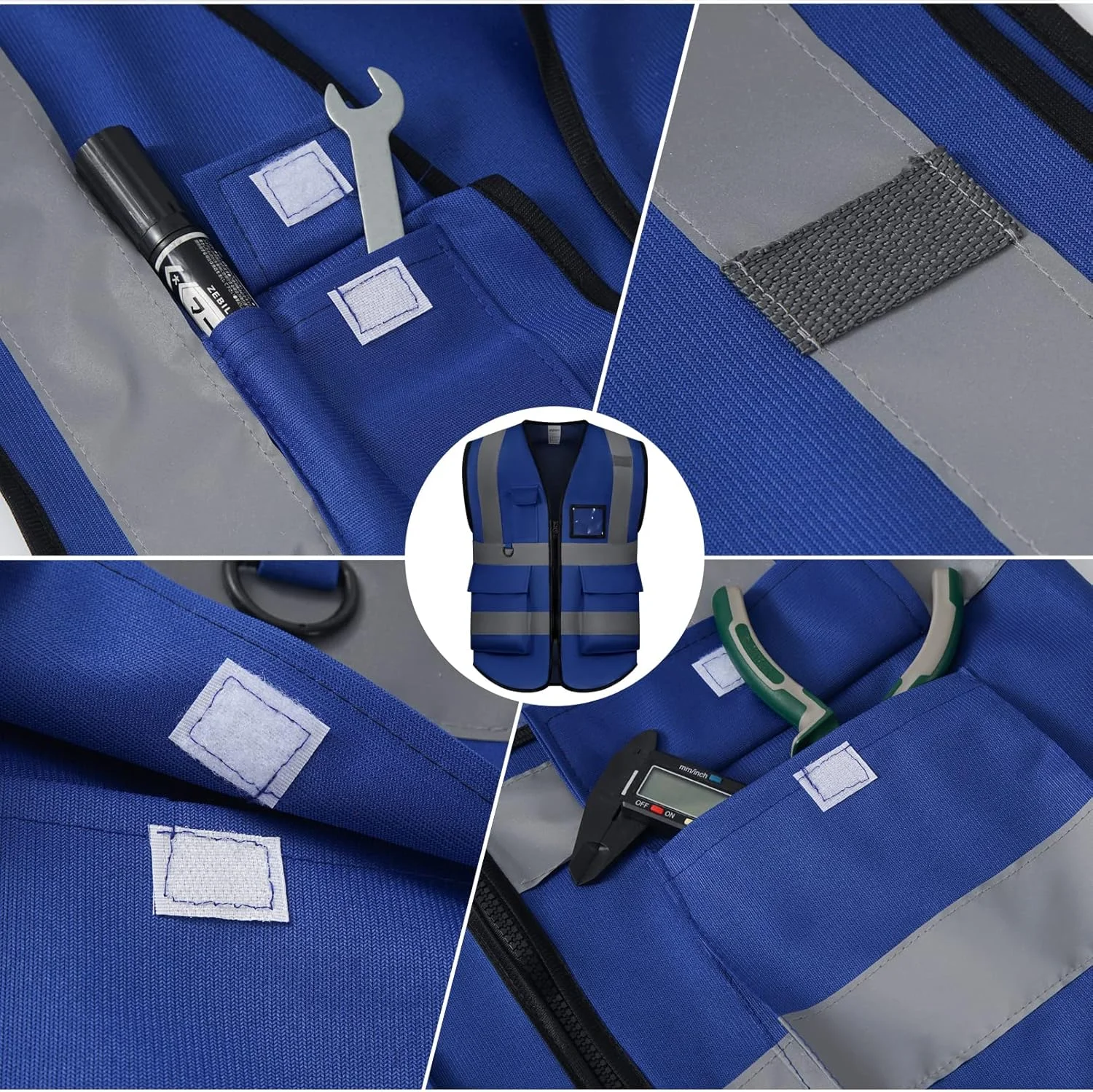 جلیقه ایمنی دید بالا UNATOM با نوارهای بازتابنده مطابق با استاندارد ANSI/ISEA