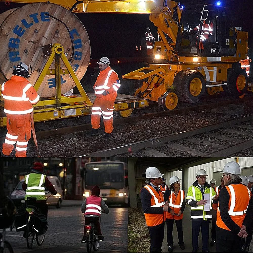 جلیقه ایمنی راه راه بازتابنده 3M، جلیقه بافتنی زرد دید بالا با 10 جیب، لباس کار ساختمانی روشن برای مردان و زنان.