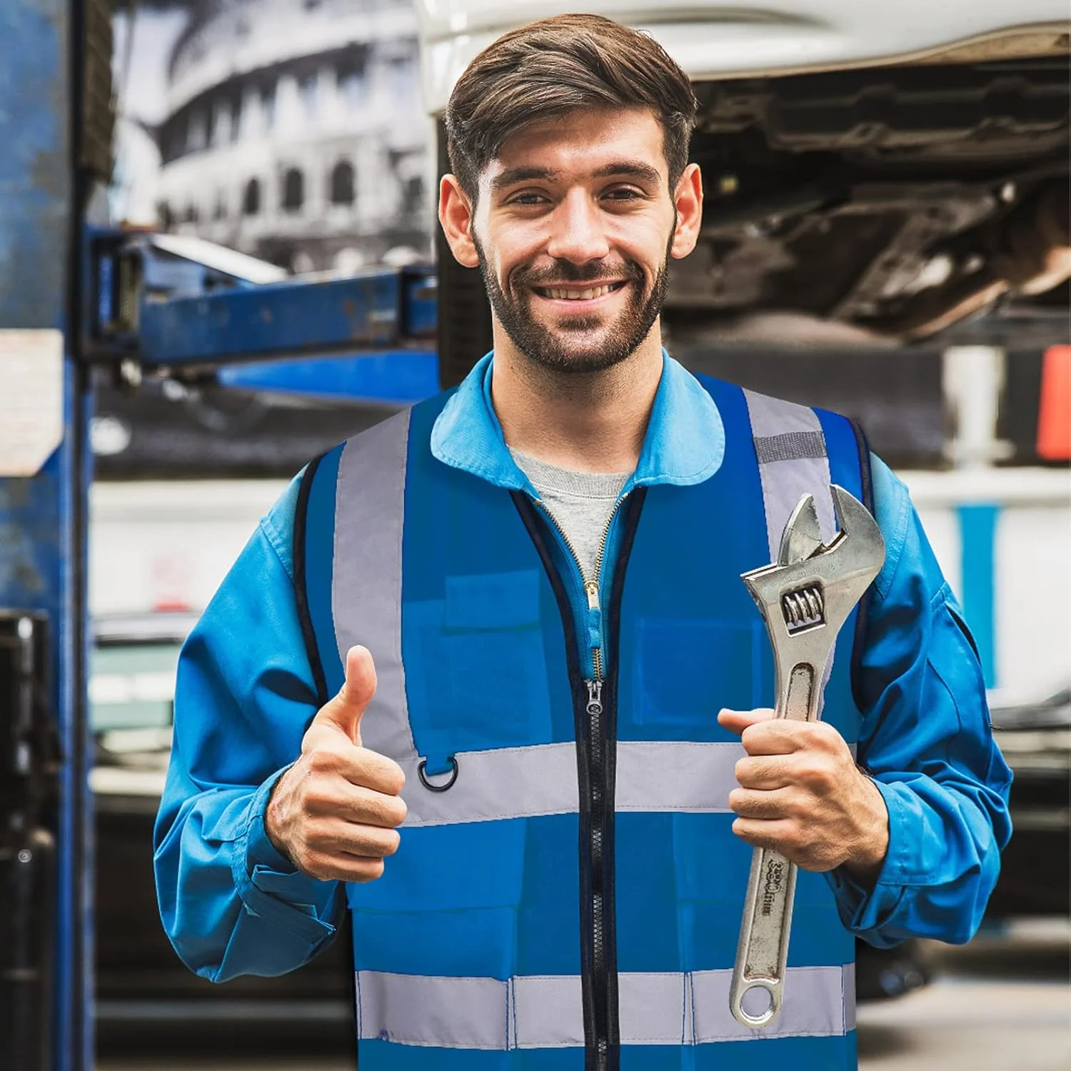 جلیقه ایمنی دید بالا UNATOM با نوارهای بازتابنده مطابق با استاندارد ANSI/ISEA