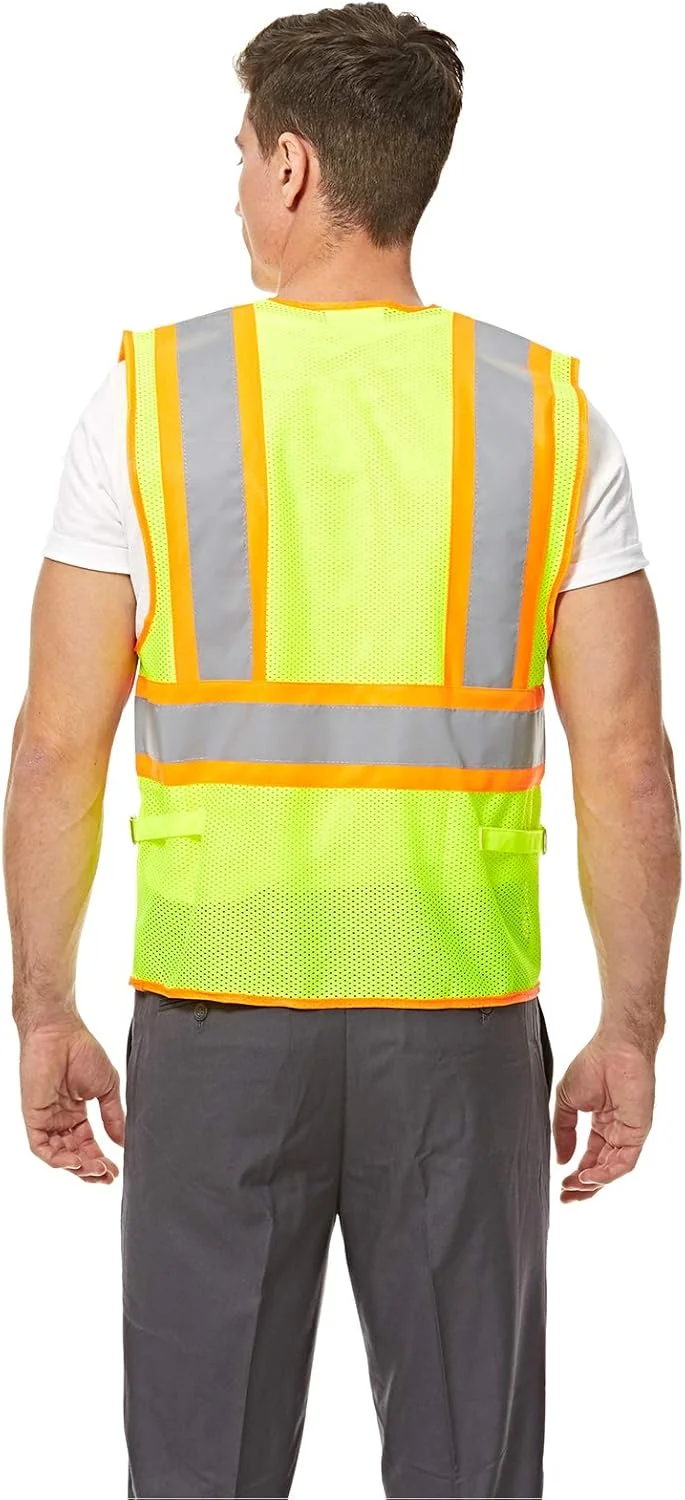 جلیقه ایمنی دید بالا مدل Twinkle Executive زیپ دار - سبز