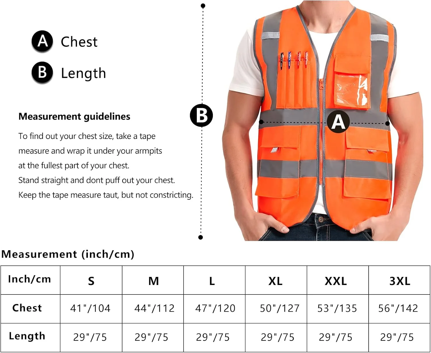جلیقه ایمنی دید بالا VICRR با نوارهای بازتابنده، 9 جیب و زیپ جلو، جلیقه کار ساختمانی