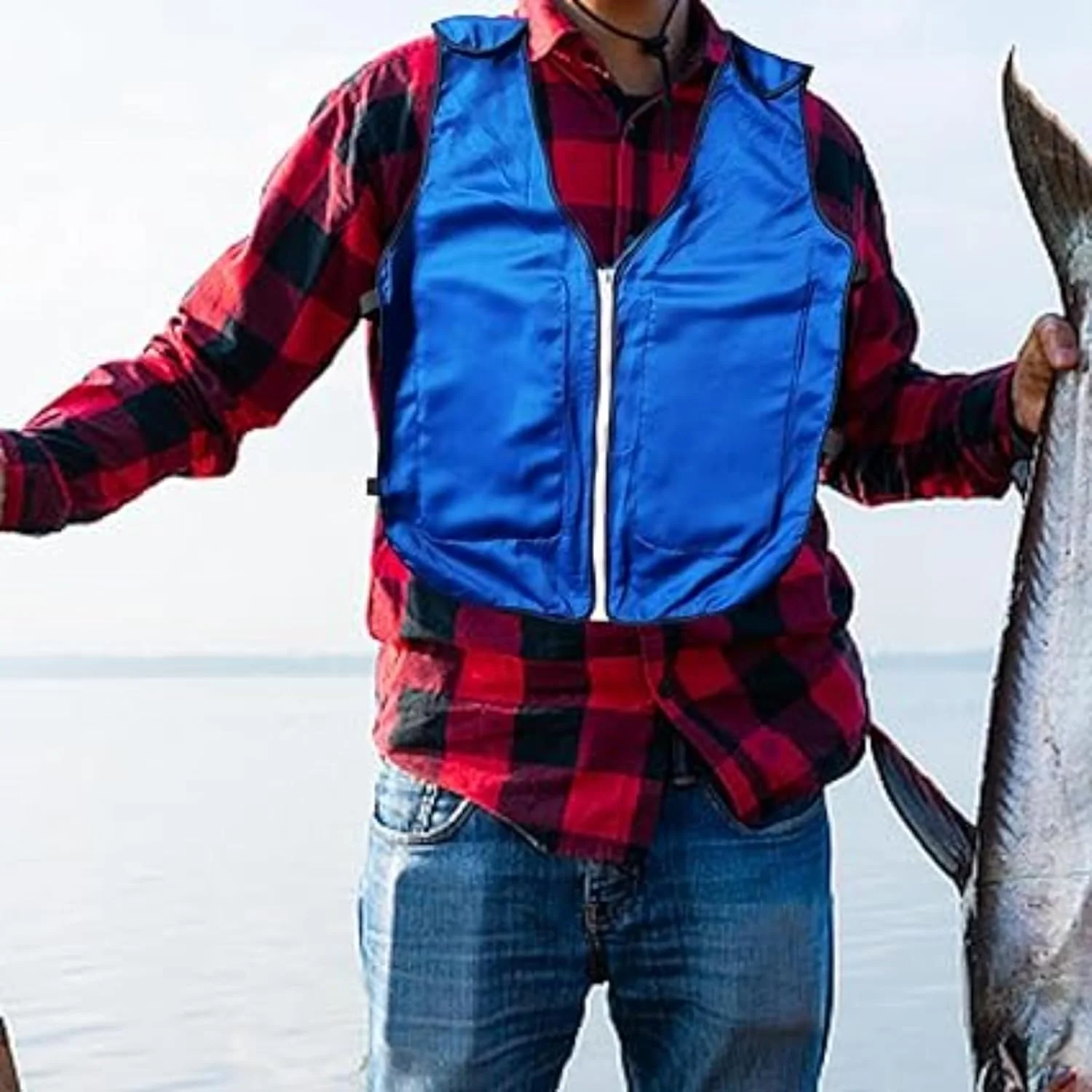 جلیقه خنک کننده NALACAL با 4 بسته یخ - جلیقه ایمنی تنفسی، لباس خنک کننده رطوبت گیر برای دمای بالا، کار در فضای باز، ماهیگیری، دوچرخه سواری و دویدن