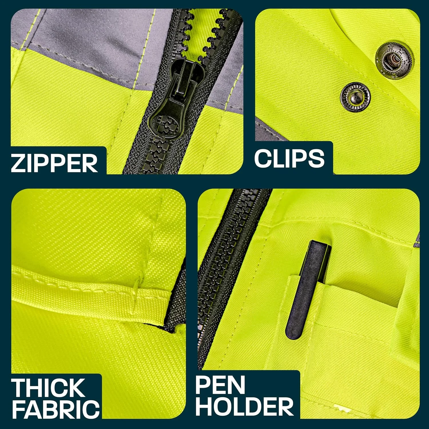 جلیقه دید بالا حرفه ای با جیب و زیپ - دید بسیار بالا - قابل شستشو - مناسب برای همه