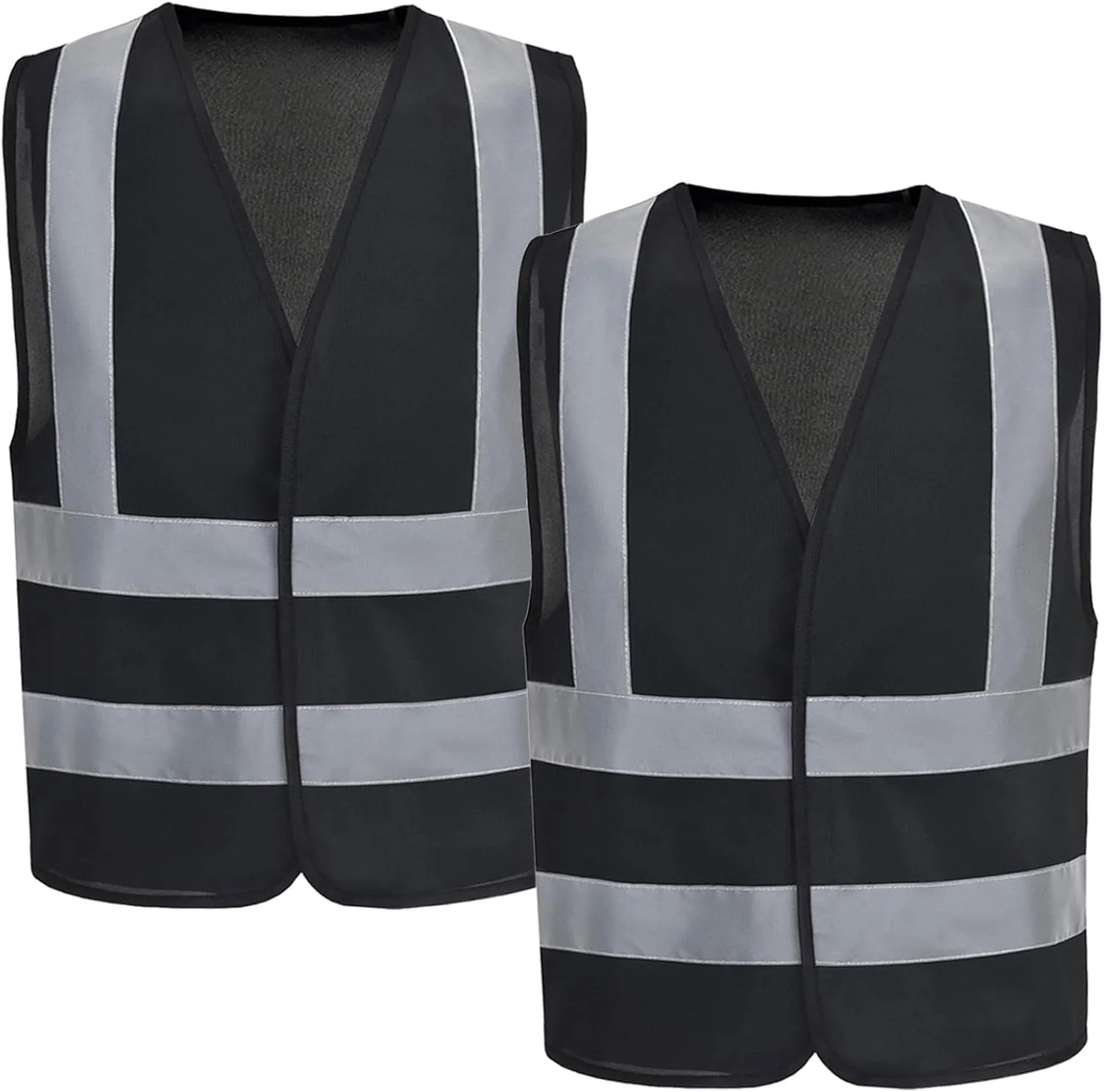جلیقه ایمنی اکو کر - جلیقه های بازتابنده با دید بالا، ژاکت ایمنی هشدار روز و شب، مردانه زنانه - مشکی (بسته 2 عددی)