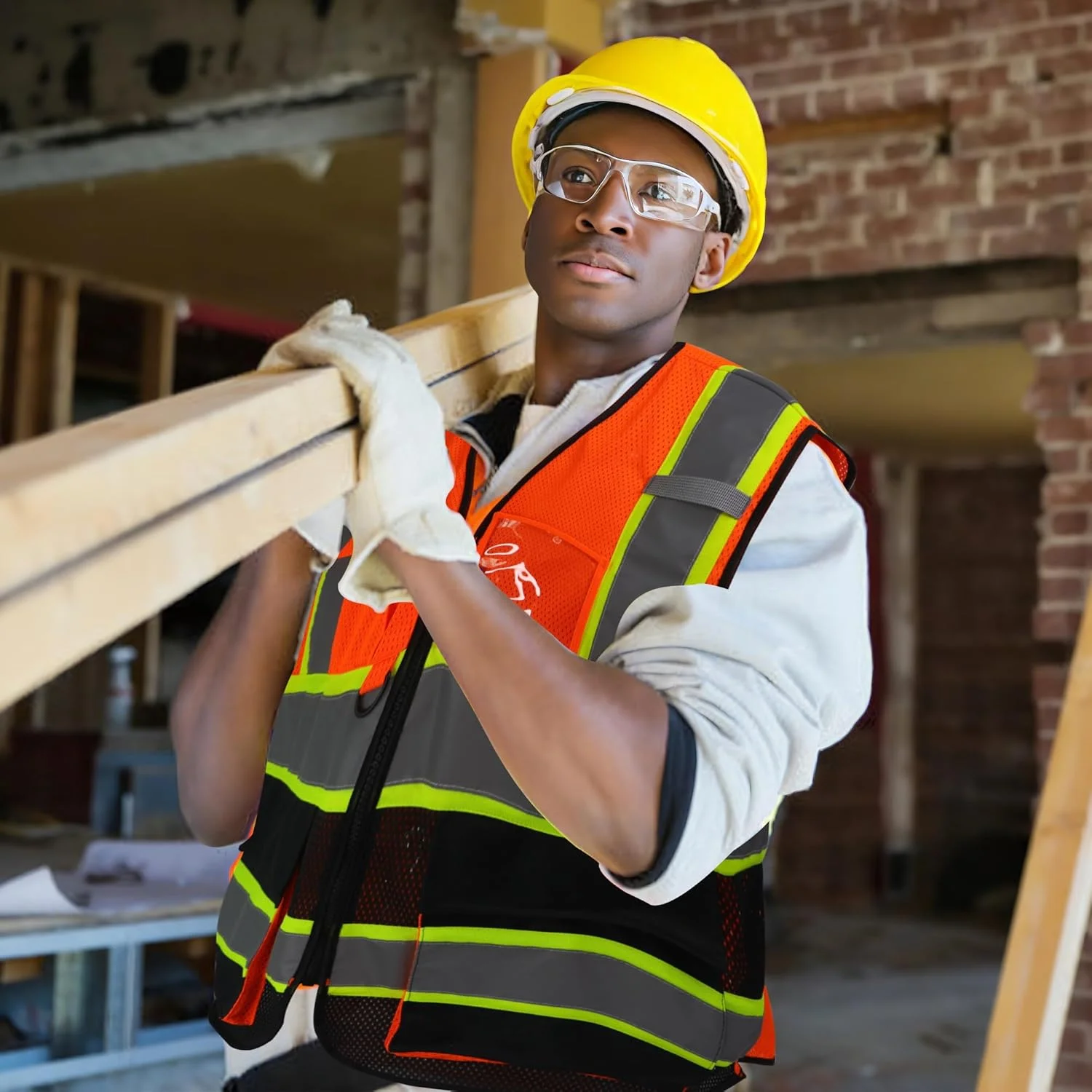 جلیقه ایمنی توری A-SAFETY، جلیقه ساختمانی بازتابنده سبک وزن با جیب، جلیقه ایمنی برای مردان/زنان