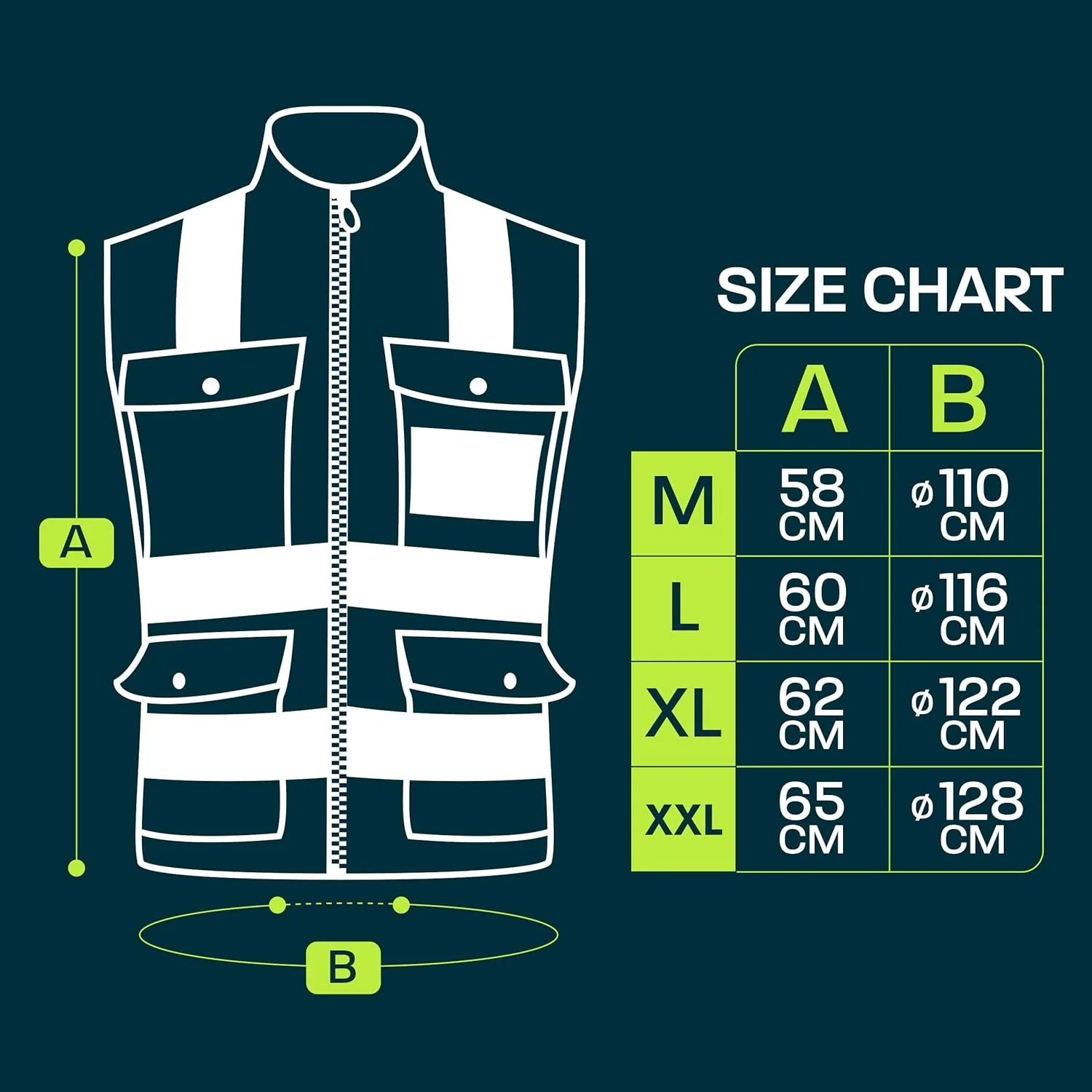 جلیقه دید بالا حرفه ای با جیب و زیپ - دید بسیار بالا - قابل شستشو - مناسب برای همه