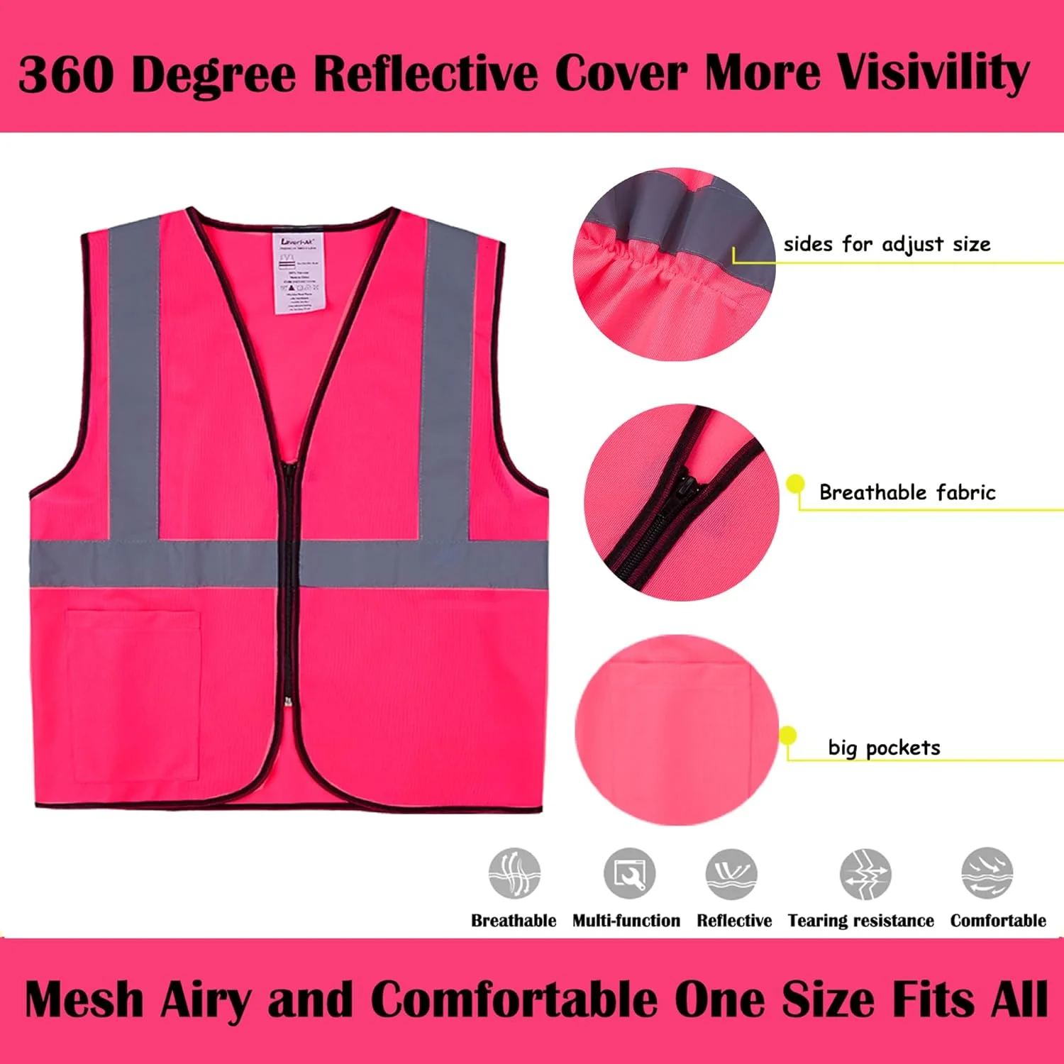 جلیقه های ایمنی Lavori-AK بسته 10 عددی - جلیقه کار ساختمانی بازتابنده زرد با دید بالا کلاس 2 برای مردان و زنان