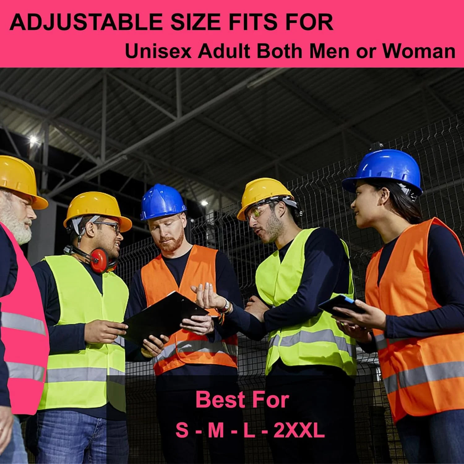 جلیقه های ایمنی Lavori-AK بسته 10 عددی - جلیقه کار ساختمانی بازتابنده زرد با دید بالا کلاس 2 برای مردان و زنان