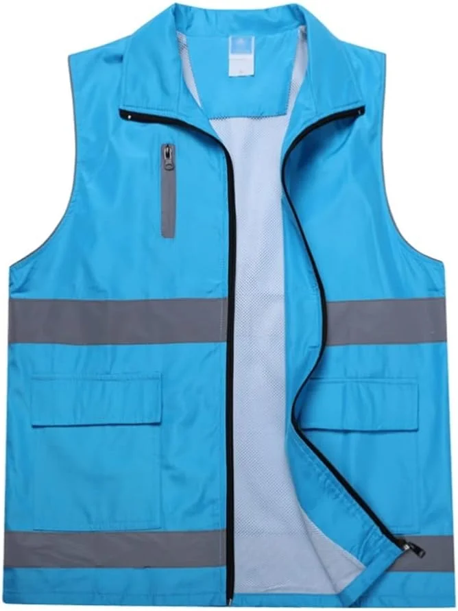 جلیقه ایمنی دید بالا TZKUA، جلیقه ایمنی، جلیقه بازتابنده دید بالا با جیب، جلیقه ساختمانی ایمنی برای مشاغل فضای باز، دویدن و پیاده روی، جلیقه ایمنی بازتابنده تنفسی