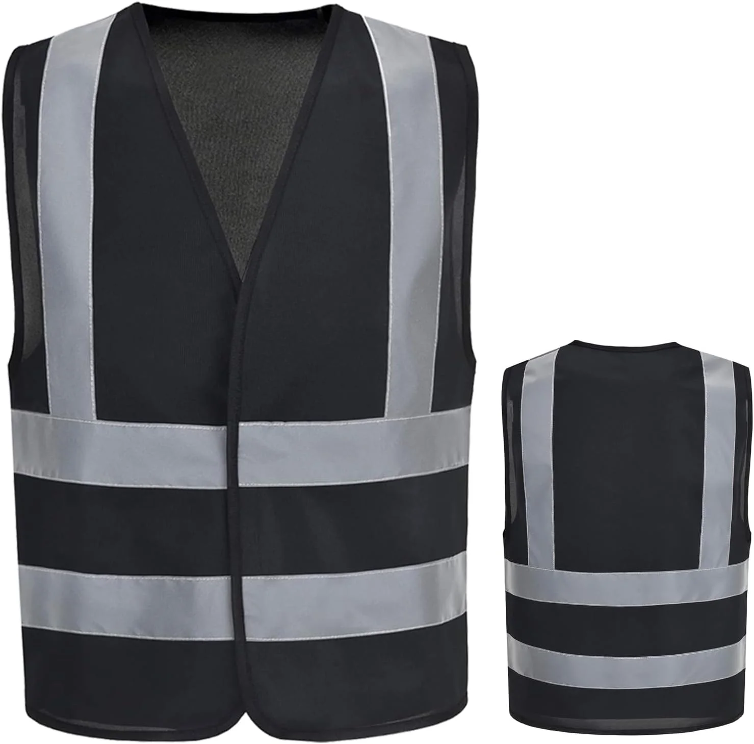 جلیقه ایمنی اکو کر، جلیقه های بازتابنده با دید بالا، ژاکت ایمنی هشدار روز و شب، مردانه زنانه - مشکی