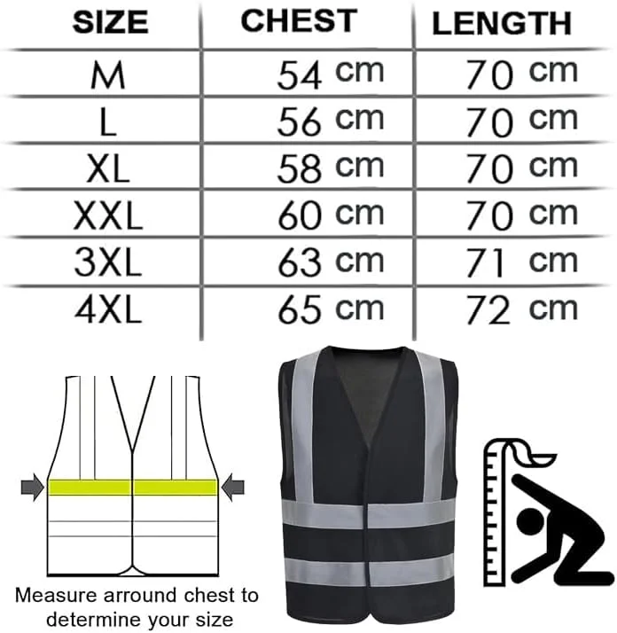 جلیقه ایمنی اکو کر - جلیقه بازتابنده با دید بالا، ژاکت ایمنی هشدار روز و شب، مردانه زنانه - مشکی (بسته 10 عددی)