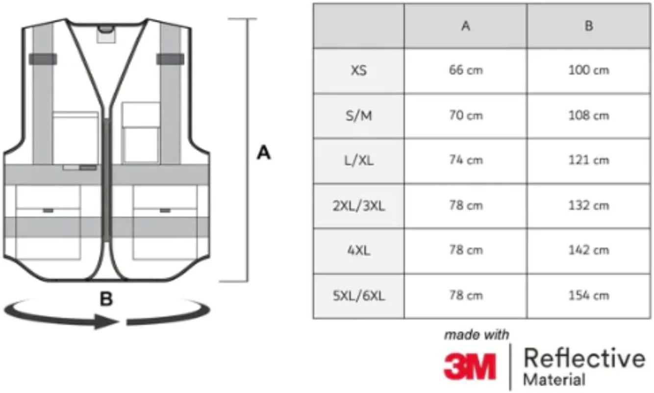 جلیقه ایمنی دید بالا 3M، مدل اجرایی، جنس بازتابنده، زرد نئون، XL/XXL