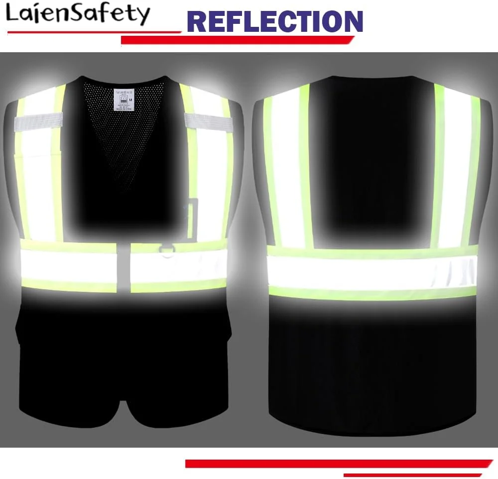 جلیقه ایمنی بازتابنده LaienSafety برای مردان و زنان، جلیقه توری با دید بالا، مطابق با استانداردهای ANSI/ISEA