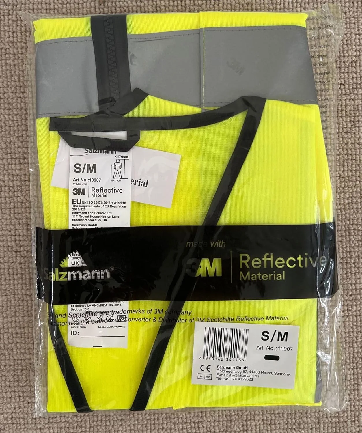 جلیقه ایمنی سالزمن 3M - جلیقه بازتابنده با دید بالا با جیب های متعدد - ساخته شده با مواد بازتابنده 3M