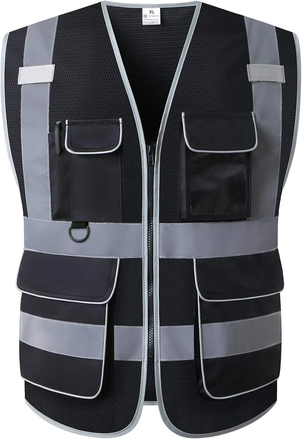 جلیقه ایمنی دید بالا UNINOVA - لباس کار تنفسی توری بازتابنده چند جیب، استاندارد ANSI/ISEA