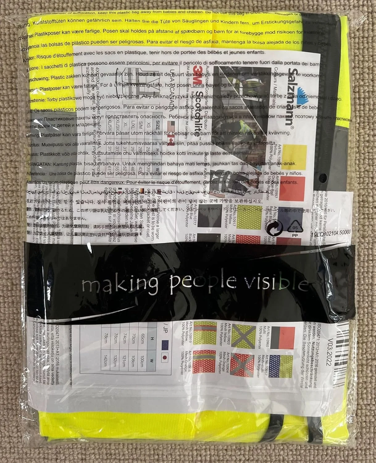 جلیقه ایمنی سالزمن 3M - جلیقه بازتابنده با دید بالا با جیب های متعدد - ساخته شده با مواد بازتابنده 3M