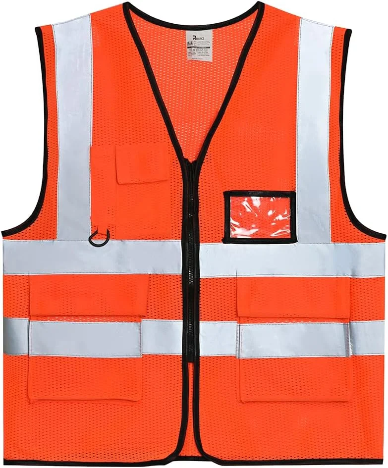 جلیقه ایمنی Remart® با جیب های کاربردی و بست زیپی، دید 360 درجه عالی، جلیقه بازتابنده پلی استر توری، مناسب برای آقایان و بانوان