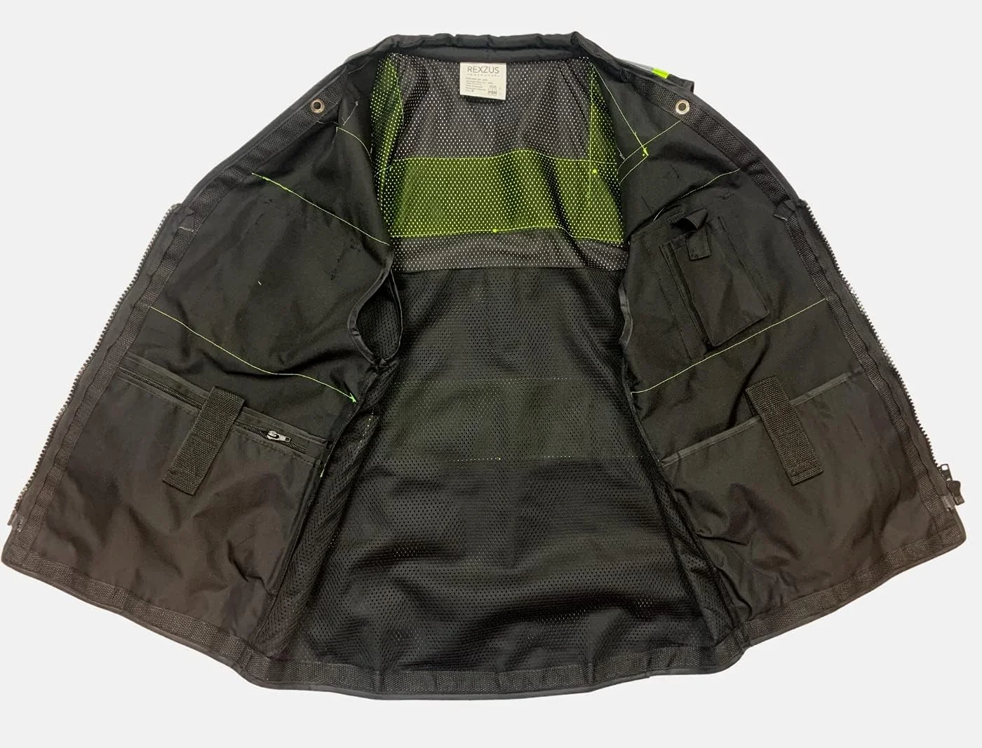جلیقه ایمنی مردانه مشکی سری 2 REXZUS با زیپ و جیب های کاربردی، جلیقه نقشه برداری سری مشکی ممتاز جلیقه ایمنی مردانه مشکی سری 2 REXZUS با زیپ و جیب های کاربردی، جلیقه نقشه برداری سری مشکی ممتاز