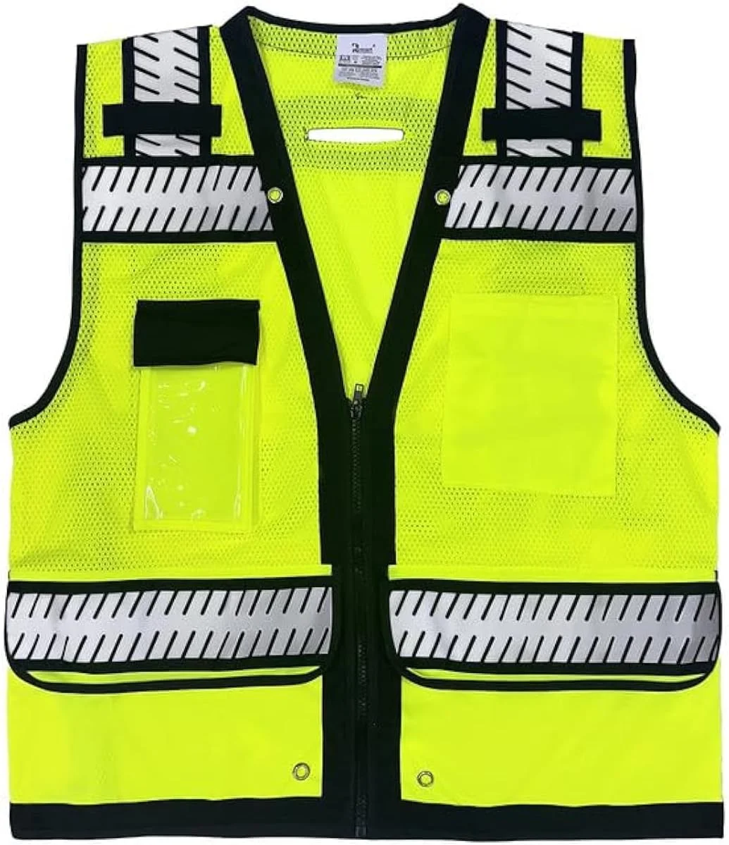 جلیقه ایمنی Remart با جیب های کاربردی و بست زیپی، جلیقه ایمنی پلی استر با دید 360 درجه بالا -027