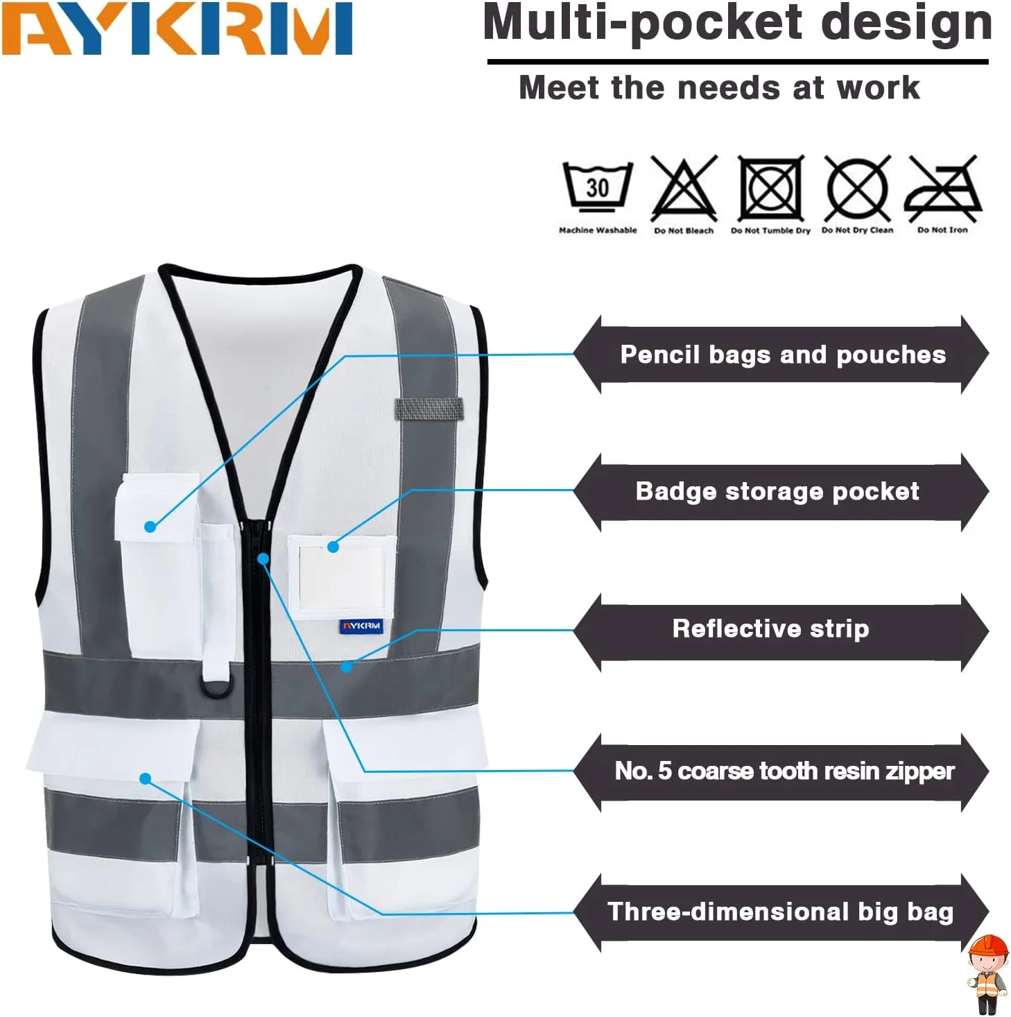 جلیقه ایمنی کار ساختمانی دو رنگ بازتابنده دید بالا با قابلیت چاپ آرم سفارشی Aykrm جلیقه ایمنی کار ساختمانی دو رنگ بازتابنده دید بالا با قابلیت چاپ آرم سفارشی Aykrm