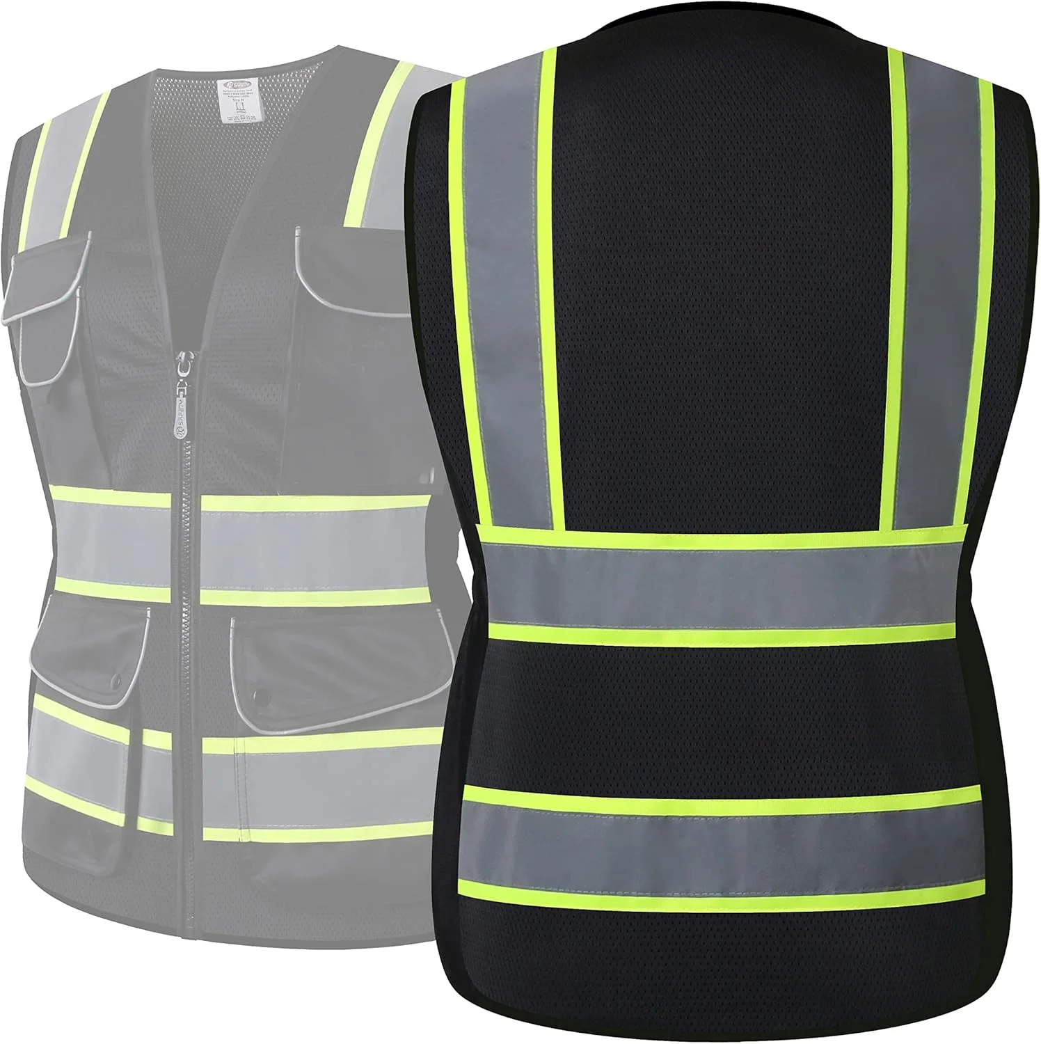 جلیقه ایمنی بازتابنده دید بالا زنانه JKSafety | بدنه رنگ نئون نوارهای بازتابنده دوخته شده سبک وزن تنفس پذیر مطابق با ANSI