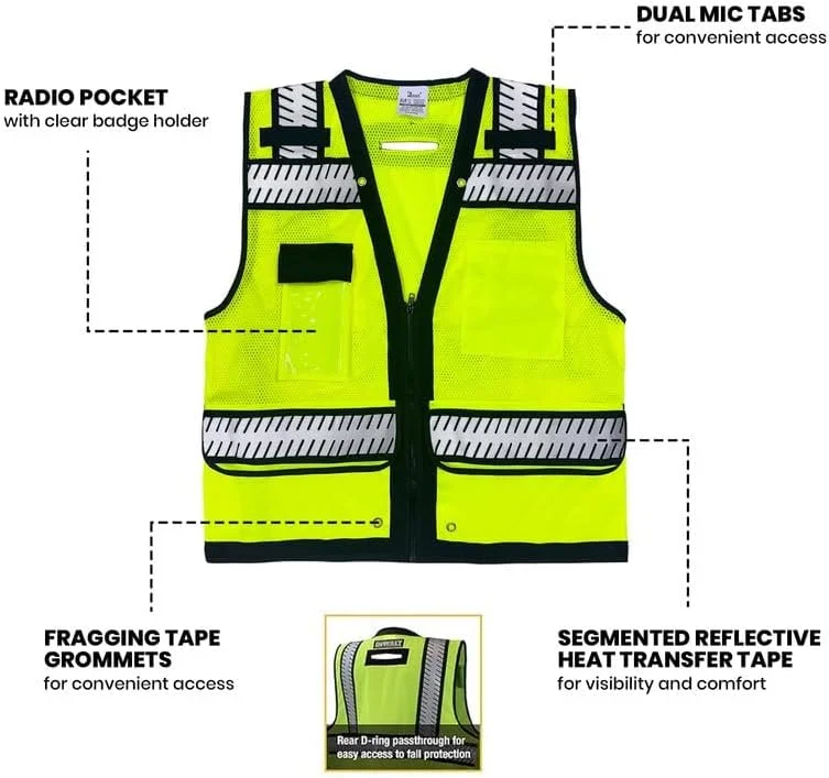 جلیقه ایمنی Remart با جیب های کاربردی و بست زیپی، جلیقه ایمنی پلی استر با دید 360 درجه بالا -027 جلیقه ایمنی Remart با جیب های کاربردی و بست زیپی، جلیقه ایمنی پلی استر با دید 360 درجه بالا -027