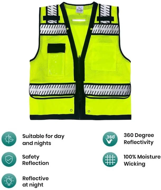 جلیقه ایمنی Remart با جیب های کاربردی و بست زیپی، جلیقه ایمنی پلی استر با دید 360 درجه بالا -027 جلیقه ایمنی Remart با جیب های کاربردی و بست زیپی، جلیقه ایمنی پلی استر با دید 360 درجه بالا -027