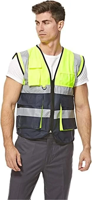 جلیقه ایمنی امپریال دزل، دو رنگ، مقاوم با زیپ، مدل اجرایی پارچه ای HD، وزن 120 گرم، دارای جیب و نوار بازتابنده