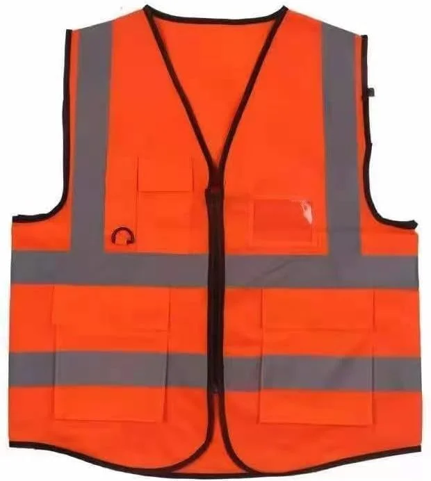 جلیقه ایمنی دید بالا مکس سیف، لباس کار نارنجی بازتابنده، جلیقه ساختمانی چند جیبه، 3XL