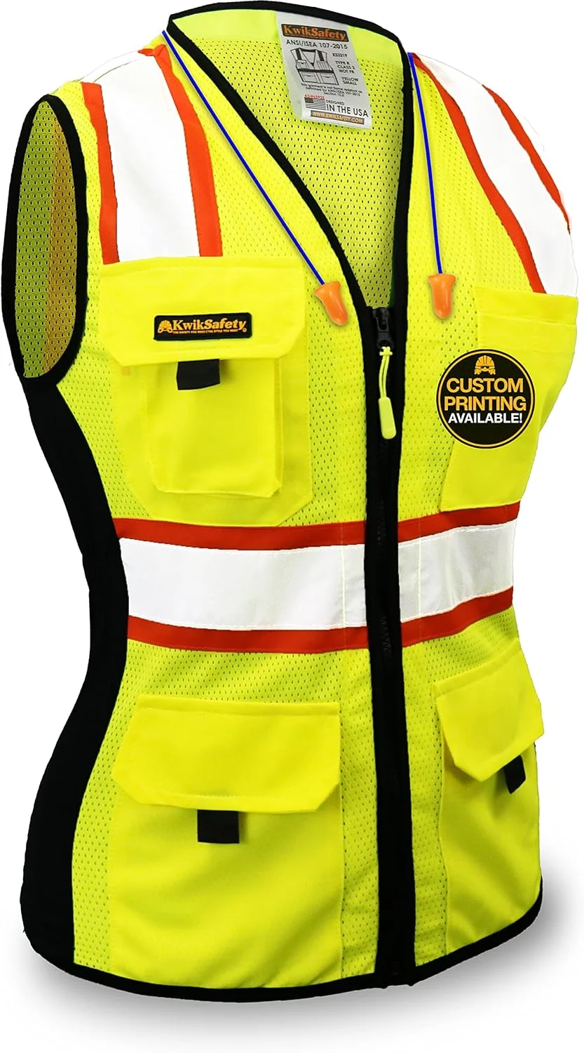 جلیقه ایمنی زنانه KwikSafety (Charlotte, NC) FIRST LADY (کمر کشی) توری HiViz کلاس 2 مطابق با ANSI و OSHA