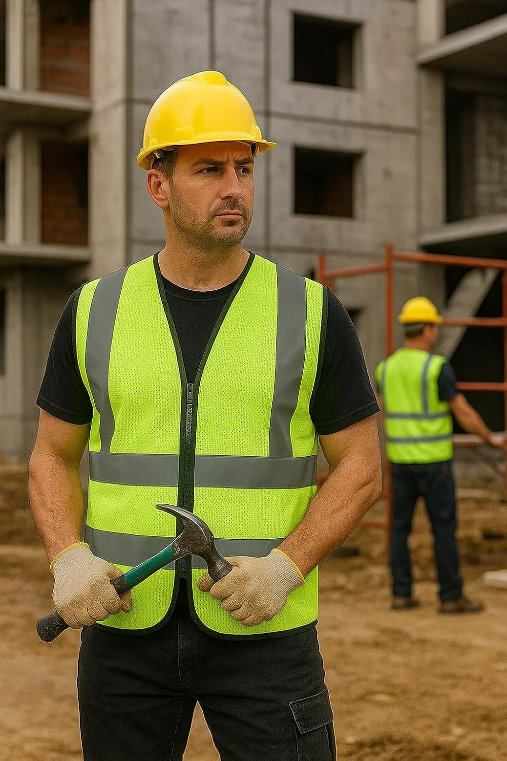 جلیقه ایمنی دید بالا - ژاکت توری بازتابنده با زیپ و بست صدف، مطابق با استاندارد، سبک و قابل تنفس برای ساخت و ساز، کار جاده، دوچرخه سواری، دویدن