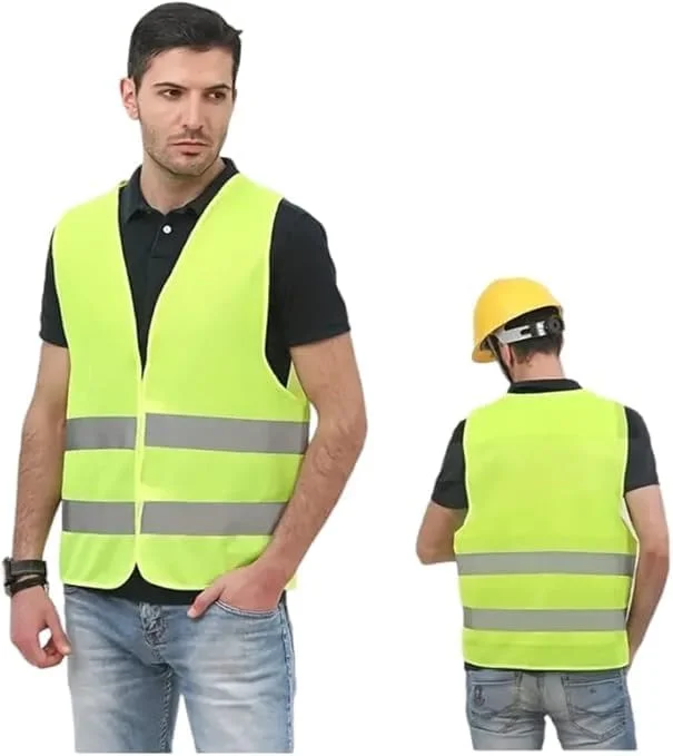 جلیقه شبرنگ لباس کار، جلیقه ایمنی با دید بالا برای هشدار در روز و شب، لباس ایمنی ساخت و ساز ترافیکی