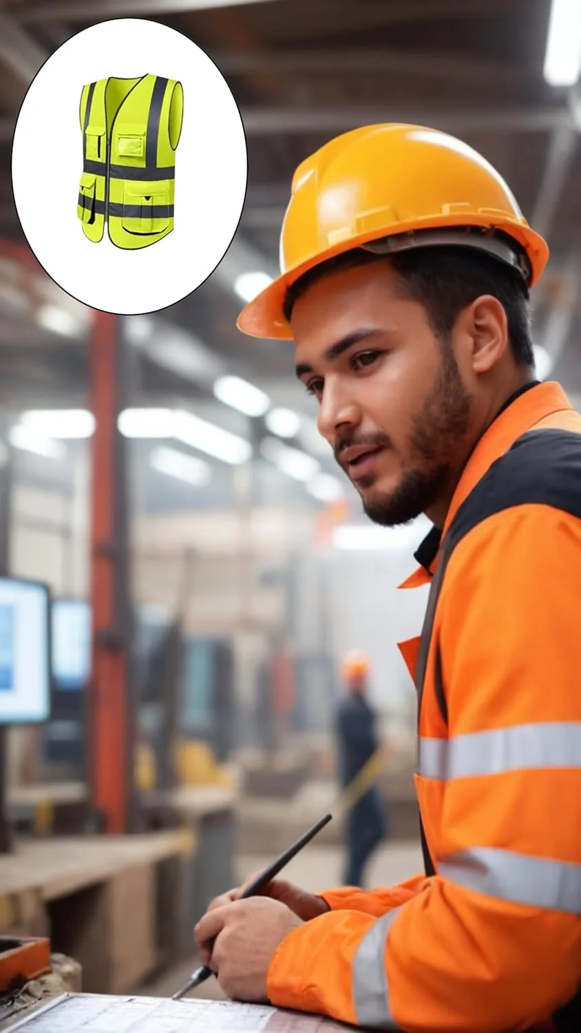 جلیقه ایمنی بازتابنده با جیب های متعدد برای دید در روز و شب، لباس کار ایمنی برای ساخت و ساز، موتورسواری، دوچرخه سواری و موارد دیگر (1 عدد، XL)