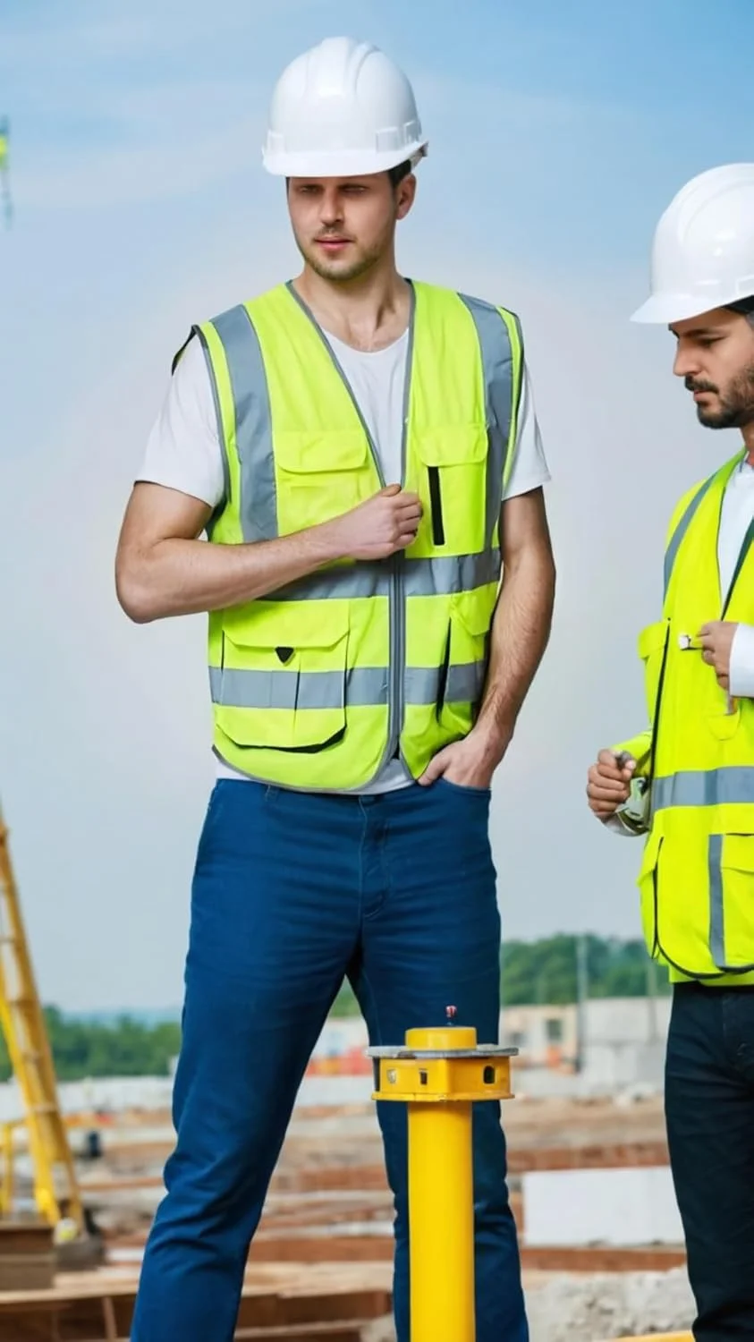 جلیقه ایمنی بازتابنده با جیب های متعدد برای دید در روز و شب، لباس کار ایمنی برای ساخت و ساز، موتورسواری، دوچرخه سواری و موارد دیگر (1 عدد، XL)