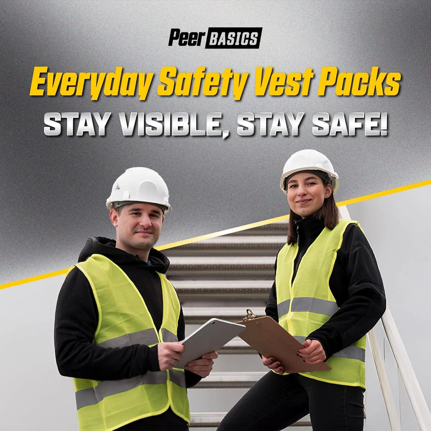 جلیقه ایمنی PeerBasics بسته عمده - بازتابنده دید بالا، مردانه زنانه، توری