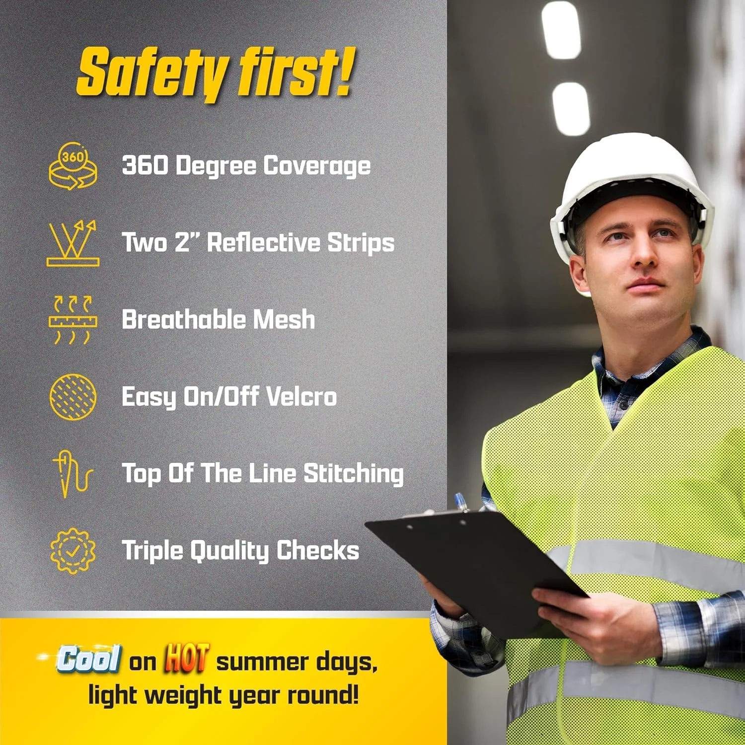 جلیقه ایمنی PeerBasics بسته عمده - بازتابنده دید بالا، مردانه زنانه، توری