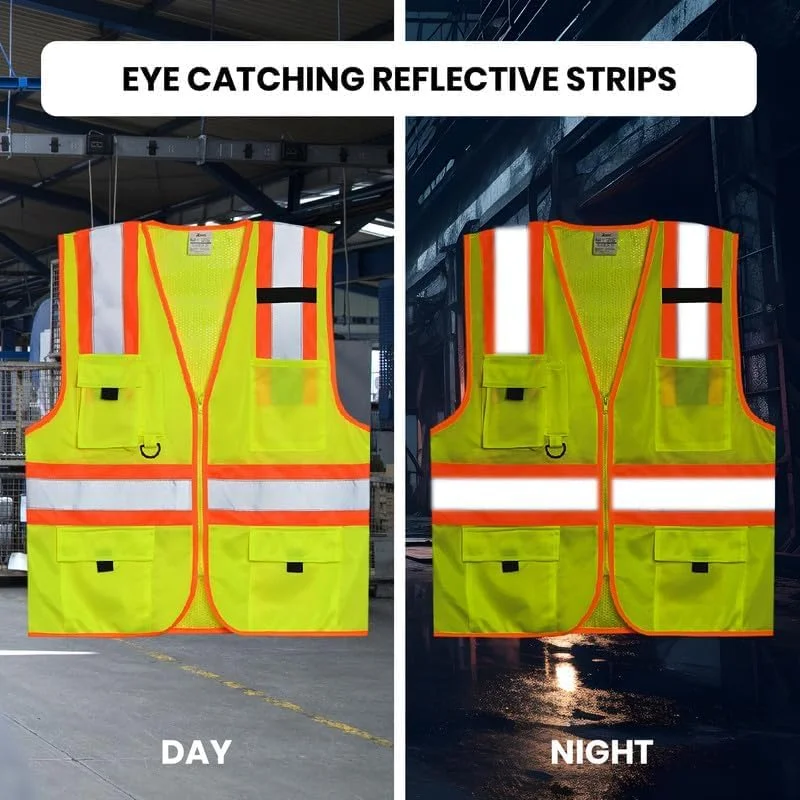 جلیقه ایمنی Remart با جیب های کاربردی و بست زیپی، دید 360 درجه