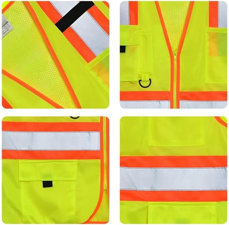 جلیقه ایمنی Remart با جیب های کاربردی و بست زیپی، دید 360 درجه