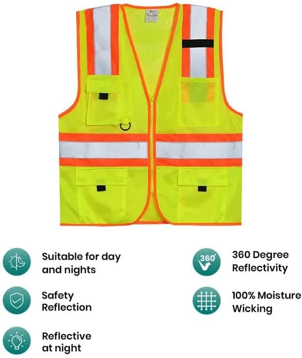 جلیقه ایمنی Remart با جیب های کاربردی و بست زیپی، دید 360 درجه