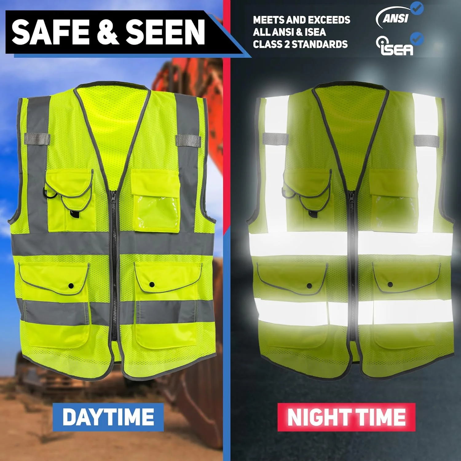 جلیقه ایمنی دید بالا NEIKO با نوارهای بازتابنده