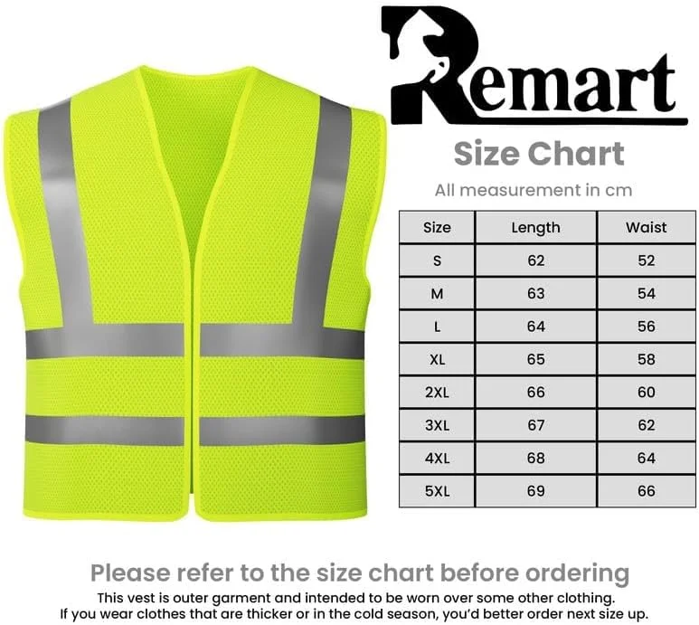 جلیقه ایمنی بازتابنده دید بالا Remart با جنس توری تنفسی، جلیقه ایمنی سنگین