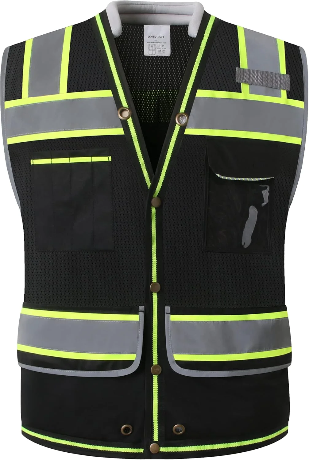 جلیقه ایمنی دید بالا LOHASPRO - جلیقه بازتابنده توری با جیب و زیپ برای مردان و زنان، استاندارد ANSI/ISEA
