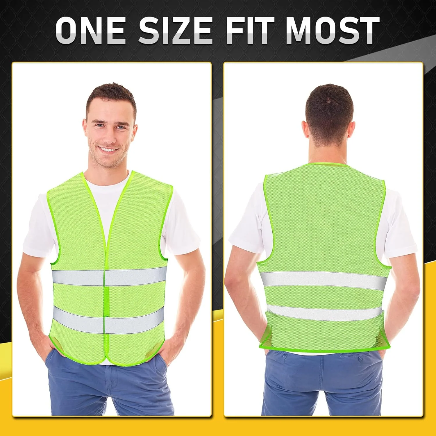 بسته 30 عددی جلیقه دید بالا Unittype، جلیقه ایمنی بازتابنده، جلیقه توری دید بالا، سایز قابل تنظیم برای مردان و زنان، مناسب برای کارهای فضای باز