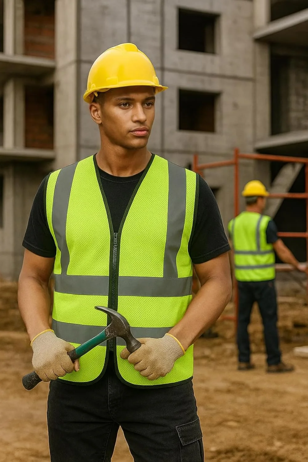 بسته 2 عددی جلیقه ایمنی دید بالا XXL، ژاکت توری بازتابنده با زیپ و بست صدف، مطابق با استاندارد، سبک و قابل تنفس برای ساخت و ساز، کار جاده، دوچرخه سواری، دویدن