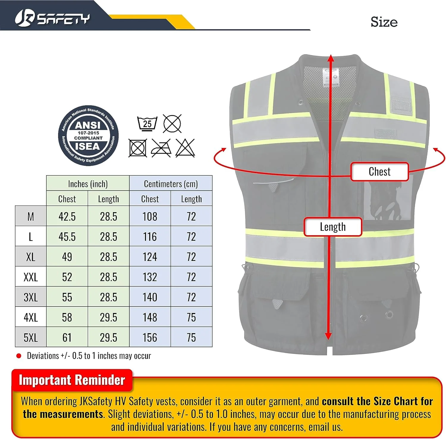 جلیقه ایمنی مهندسی دید بالا JKSafety، مناسب برای آقایان و بانوان، مقاوم و دارای جیب های داخلی، تجهیزات حفاظت فردی مطابق با استاندارد ANSI/ISEA