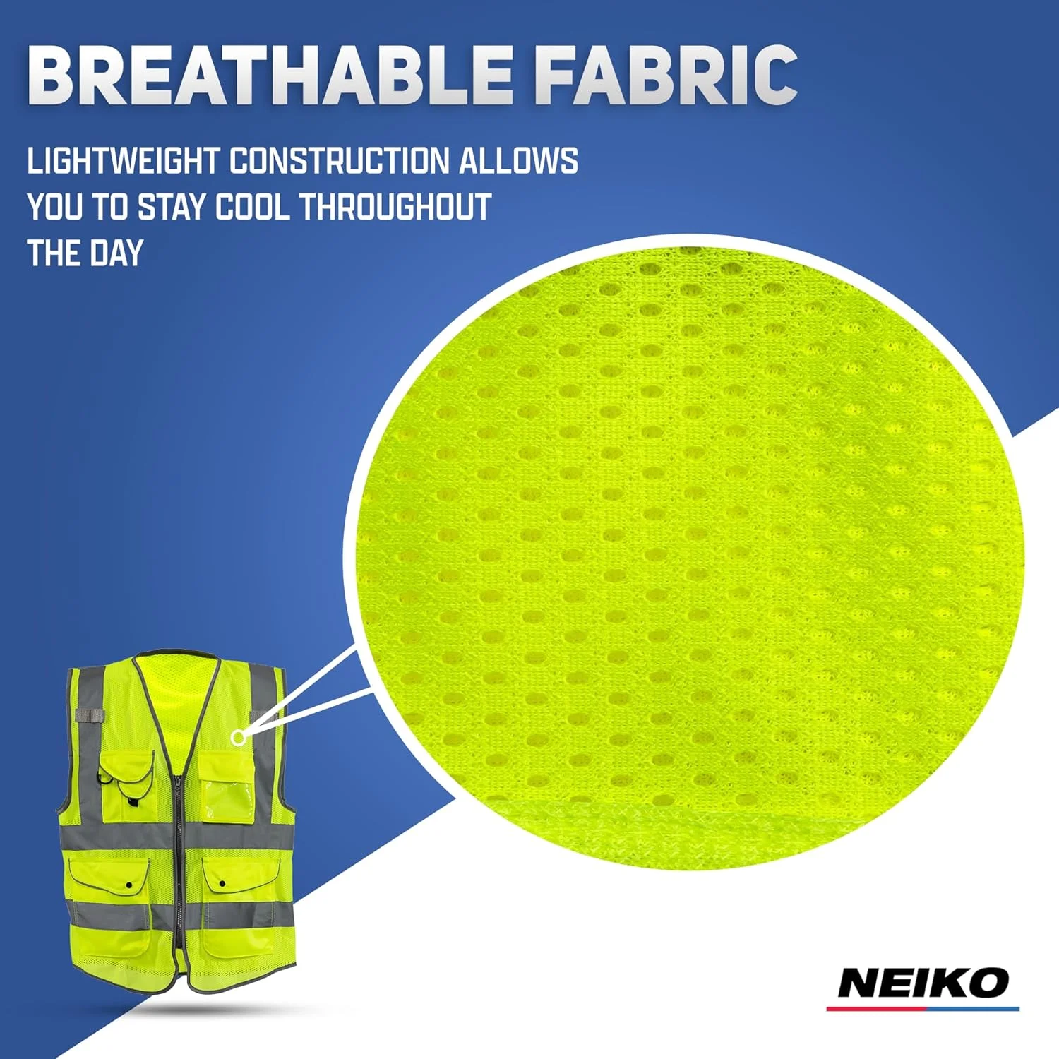 جلیقه ایمنی دید بالا NEIKO با نوارهای بازتابنده