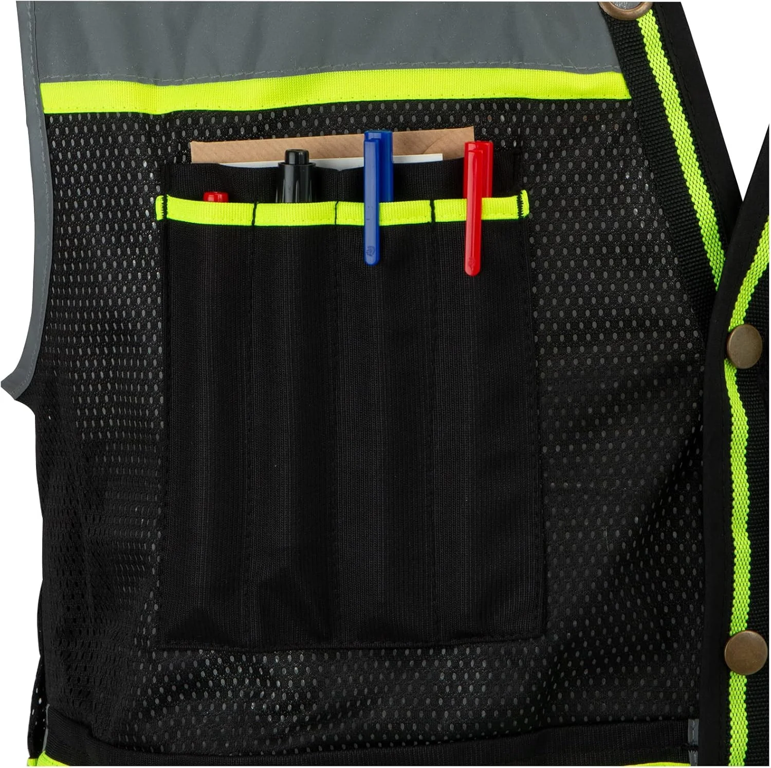 جلیقه ایمنی دید بالا LOHASPRO - جلیقه بازتابنده توری با جیب و زیپ برای مردان و زنان، استاندارد ANSI/ISEA