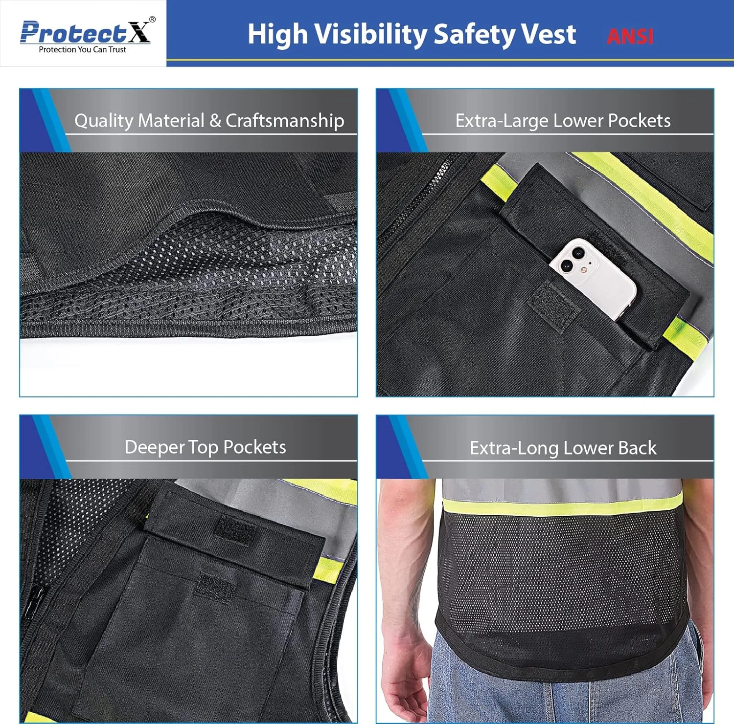 جلیقه ایمنی بزرگسالان ProtectX (بسته 1 عددی)