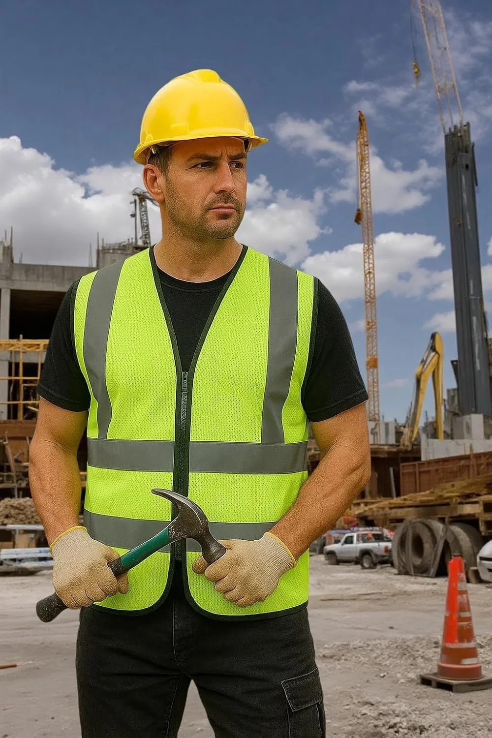 بسته 2 عددی جلیقه ایمنی دید بالا XXL، ژاکت توری بازتابنده با زیپ و بست صدف، مطابق با استاندارد، سبک و قابل تنفس برای ساخت و ساز، کار جاده، دوچرخه سواری، دویدن